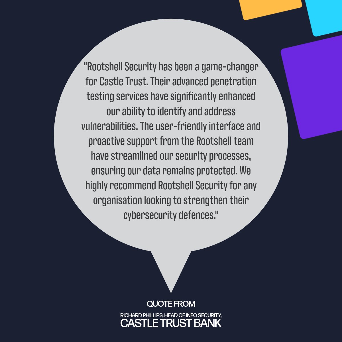 RootshellSec's tweet image. Huge thanks to Castle Trust for the amazing feedback 🙌

“Rootshell Security has been a game-changer... enhanced our ability to identify and address vulnerabilities.”

Proud to help clients strengthen their cyber defences 
#CyberSecurity #PenTesting