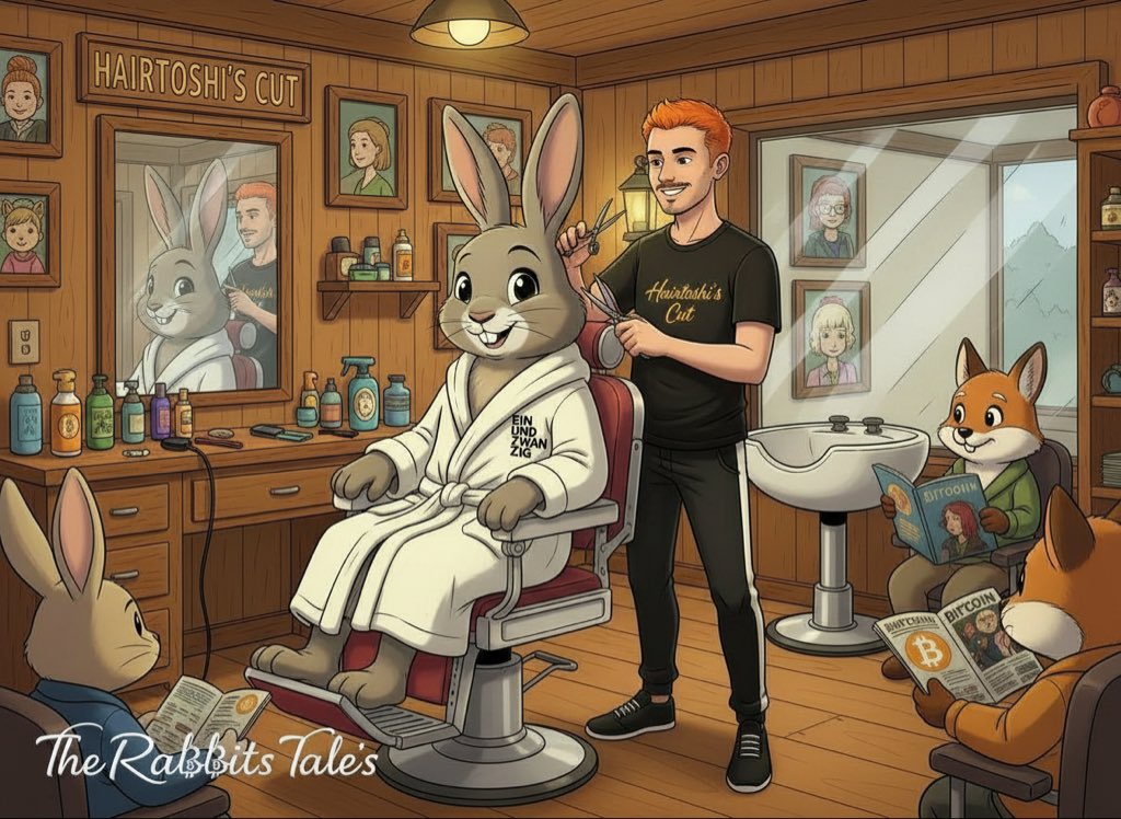 Heute ist mal wieder Fellpflege angesagt. Aber wie macht das der Hase im Wald? 🤔🐇✂️

Er geht selbstverständlich zu „Hairtoshi‘s Cut“! ☺️👌🏼<a href="/Hairtoshi_21/">⚡️Hairtoshi ₿✂️</a> 

#TheRabbitsTales