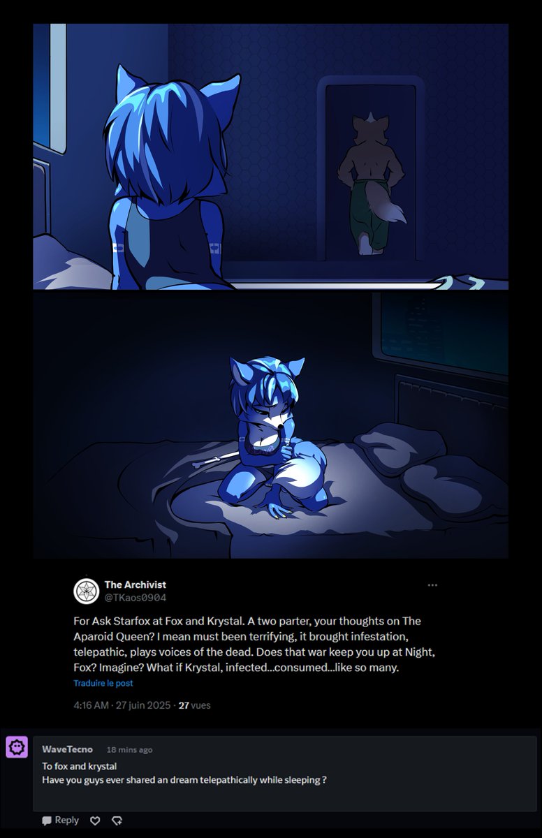 Part 2
by <a href="/Babillustration/">Baban (Emotes + Regular Commissions Open)</a> and myself

While Ask Star Fox isn't necessarily going toward Star Fox Command, I’ve always seen this fear of loosing loved ones as the reason Fox chose to distance himself from Krystal at the beginning of that game.