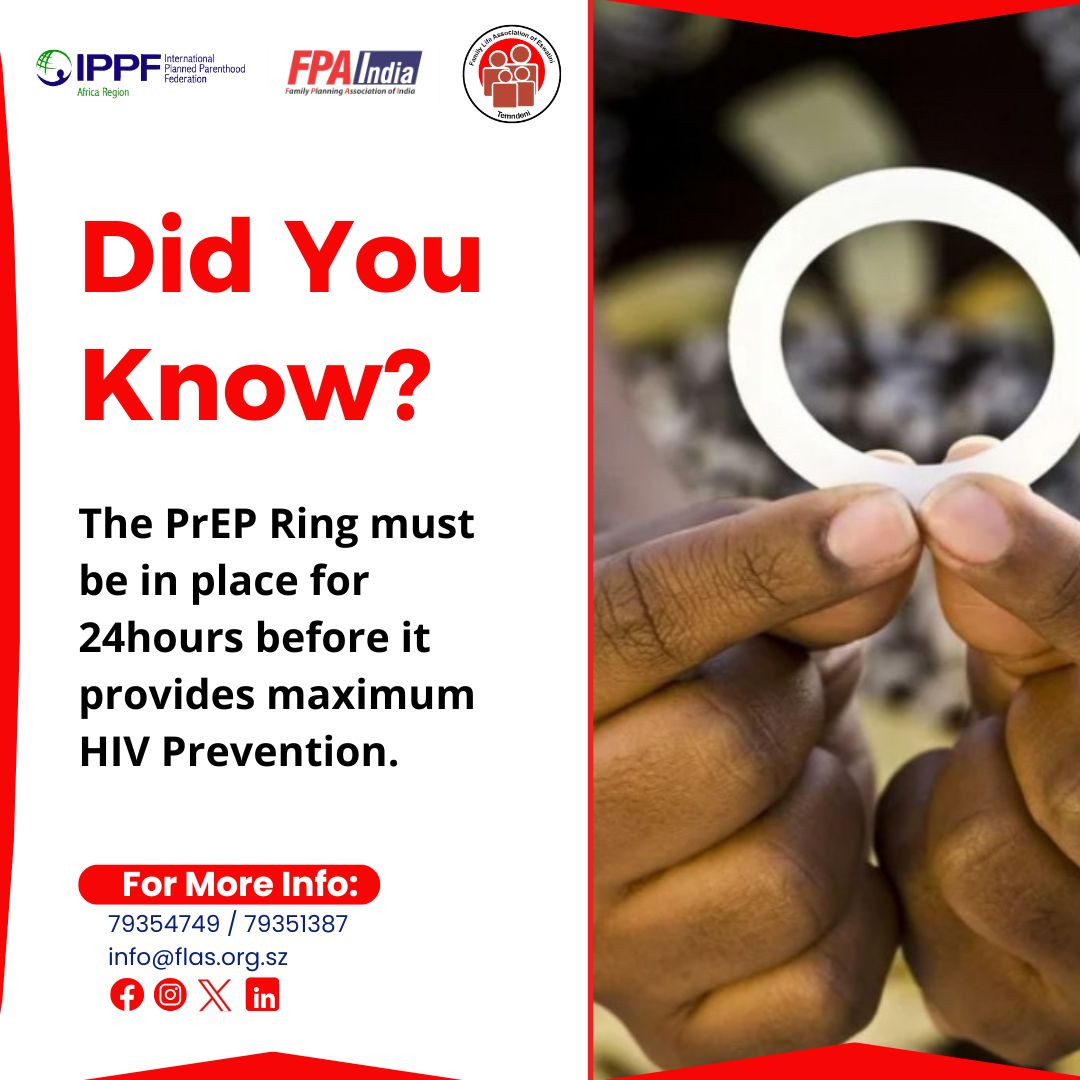 FLAS79's tweet image. Did you know?
For the PrEP Ring to offer maximum HIV protection, it needs to be in place for at least 24 hours before it starts working effectively.
#PrEPYourselfForAnHIVFreeGeneration #StayProtected #KnowYourStatus #Temndeni