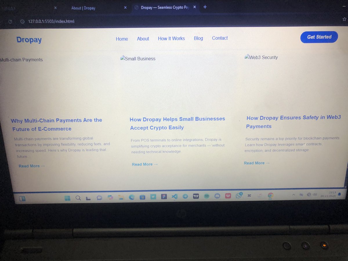front2chain_dev's tweet image. Still working on the landing page for @dropay_ 

These will not be the final look, I guess it already looking good.