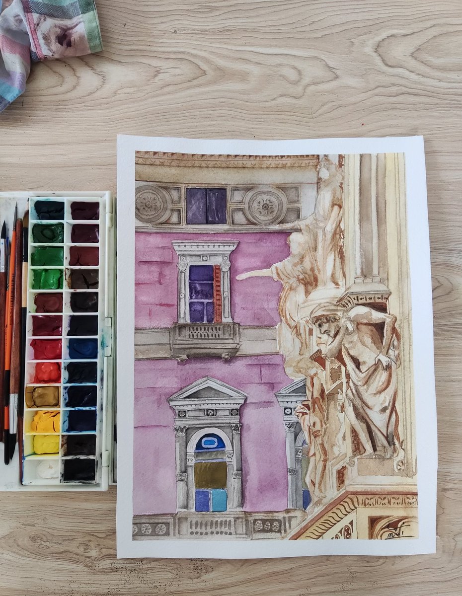 همینطوری نقاشی ای که دیروز تموم شد.
آبرنگ روی مقوا