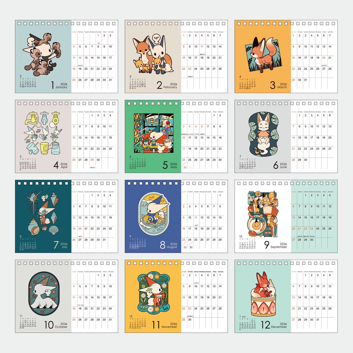 zerosanichisan's tweet image. 2026卓上カレンダー

A6サイズ｜13枚綴り［各月1面］

2026年のカレンダーを作りました！デザフェスやBOOTH通販などで販売します　来年もお供にしていただけたら嬉しいです

#デザフェス62