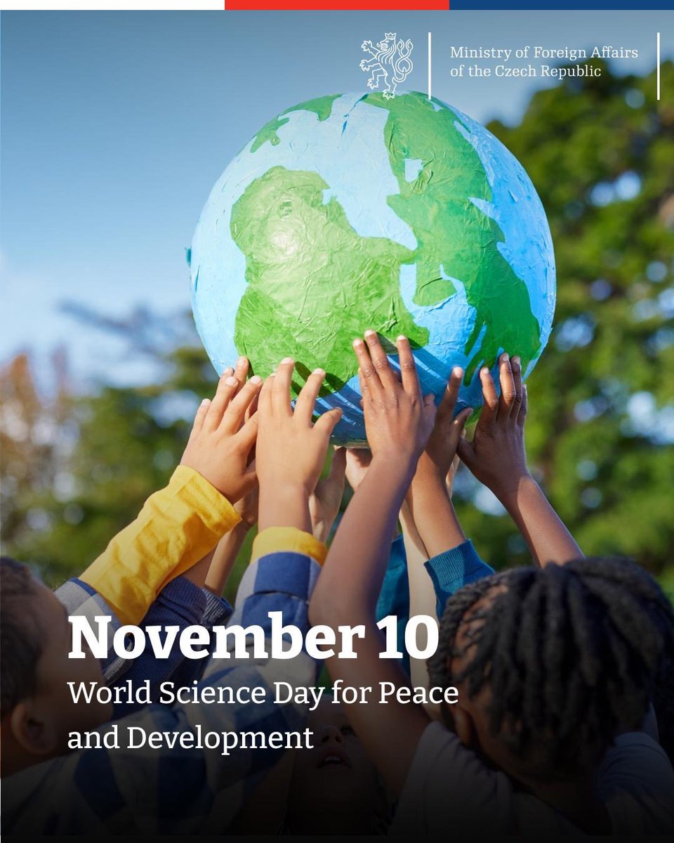 🔬 Today we celebrate the World Science Day for Peace and Development!
Science plays a key role in building a fairer and sustainable future. 🌱
#ScienceDiplomacy is our priority. We support Czech 🇨🇿 research and innovation abroad and promote international scientific dialogue. 🤝