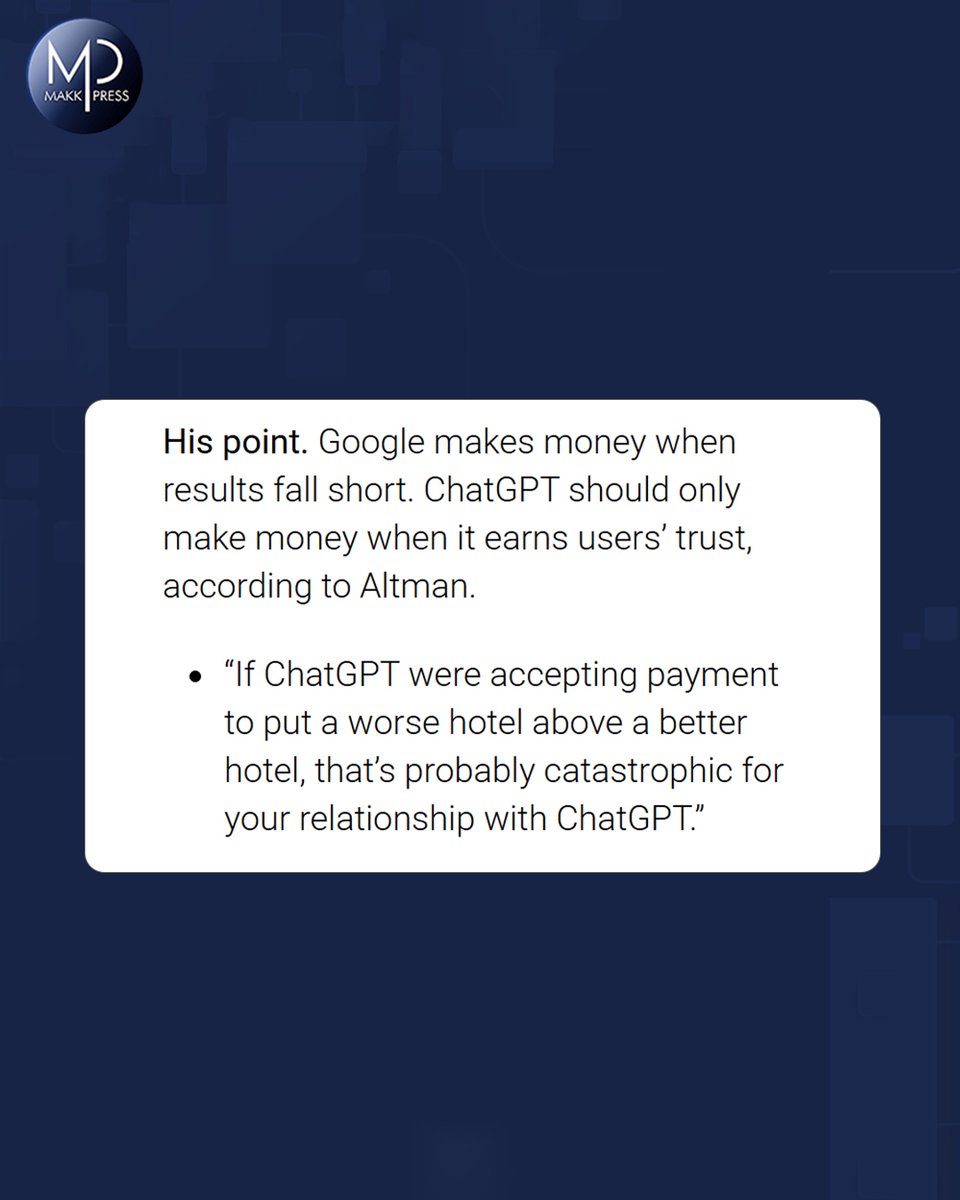 MakkpressTech's tweet image. 🚀 ChatGPT is stepping into the ad game, and it’s not following Google’s playbook!

#OnlineAdvertising #AIFuture #Makkpress #AdTech #MarketingTrends #Chatgpt #OnlineMarketing #MarketingTrends