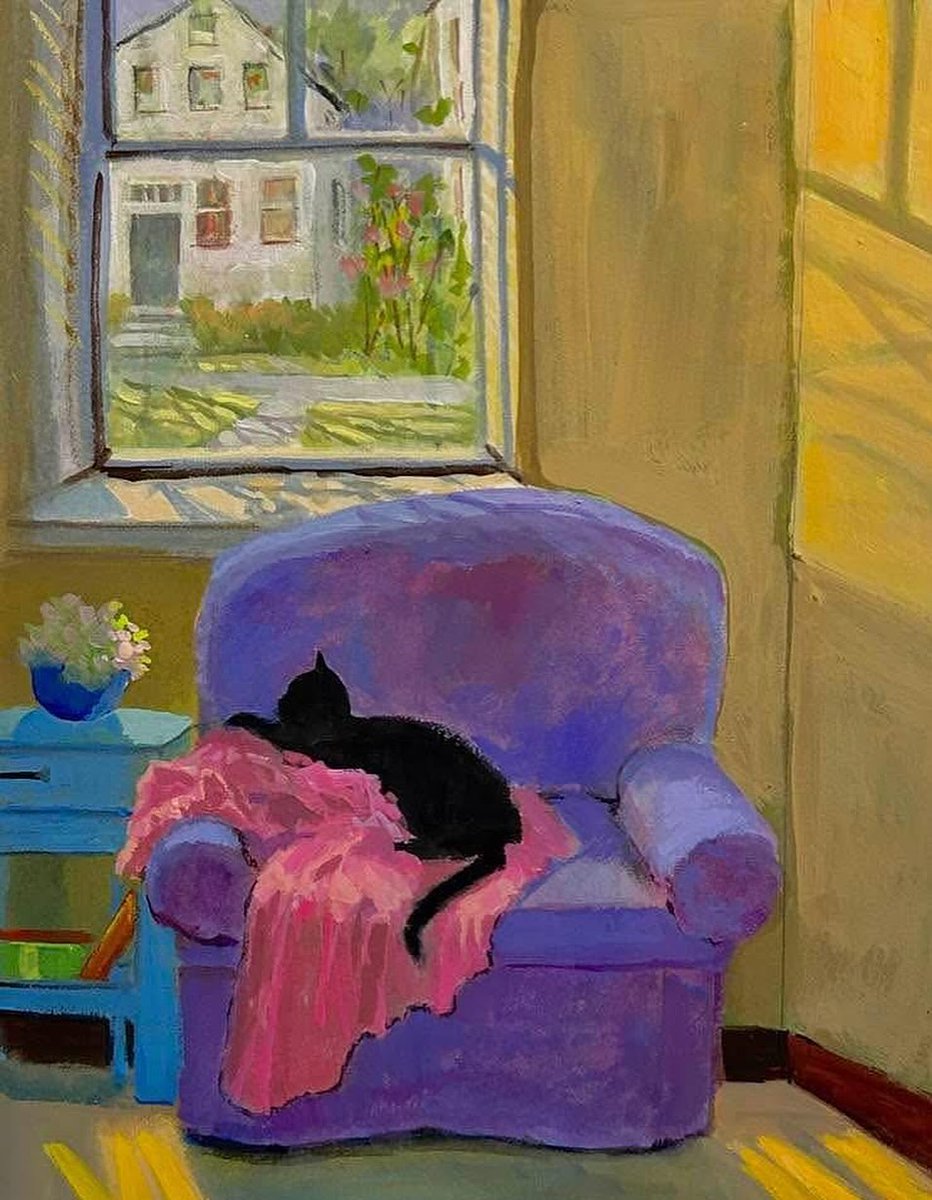 gregcatarino1's tweet image. “The black cat is partial to the purple chair”
Jan Waldron (American, b.1952)