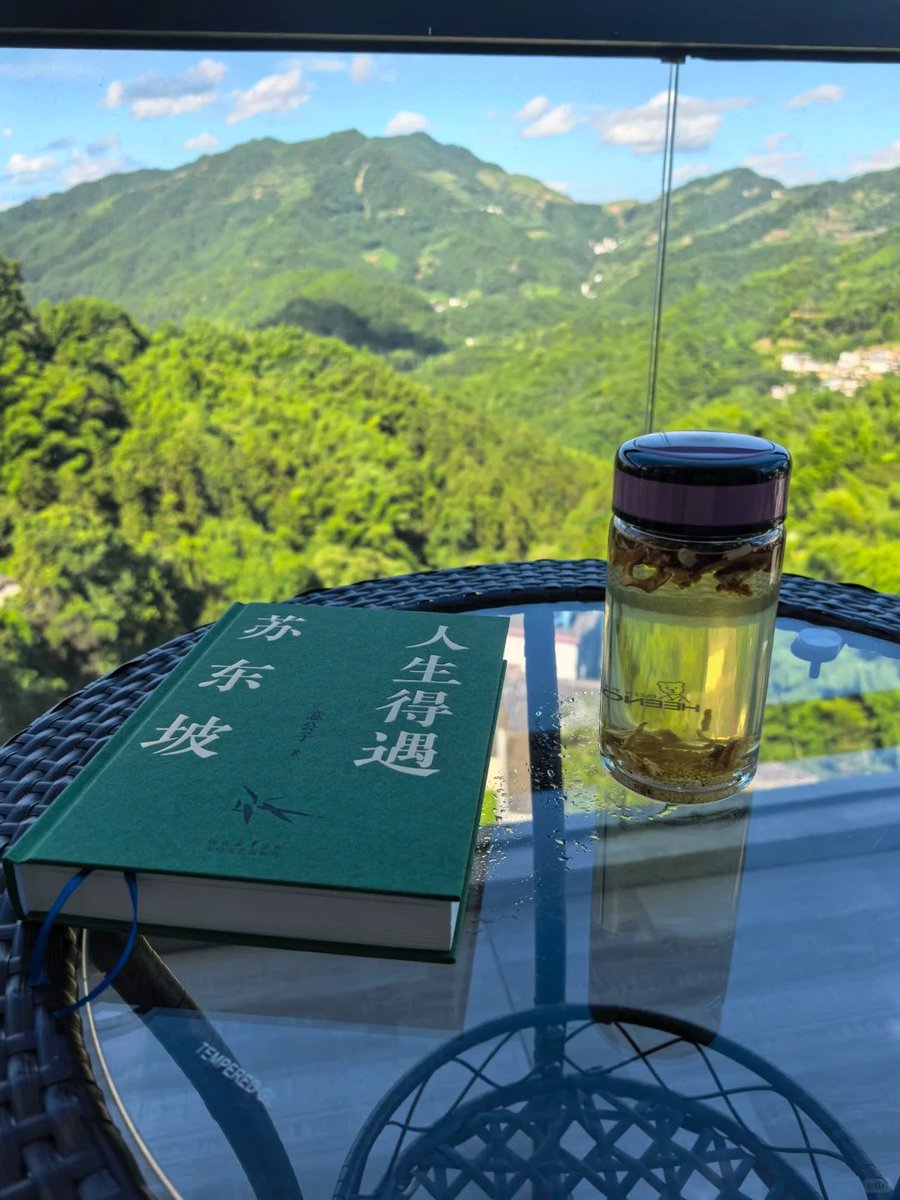 Kevv_h's tweet image. 读书，悦己
在山林间看书喝茶，仿佛时间都慢下来了。所有的浮躁都被这山风和虫鸣悄悄抚平了。 今天这样的环境，适合读苏东坡。#山里都是好风光
