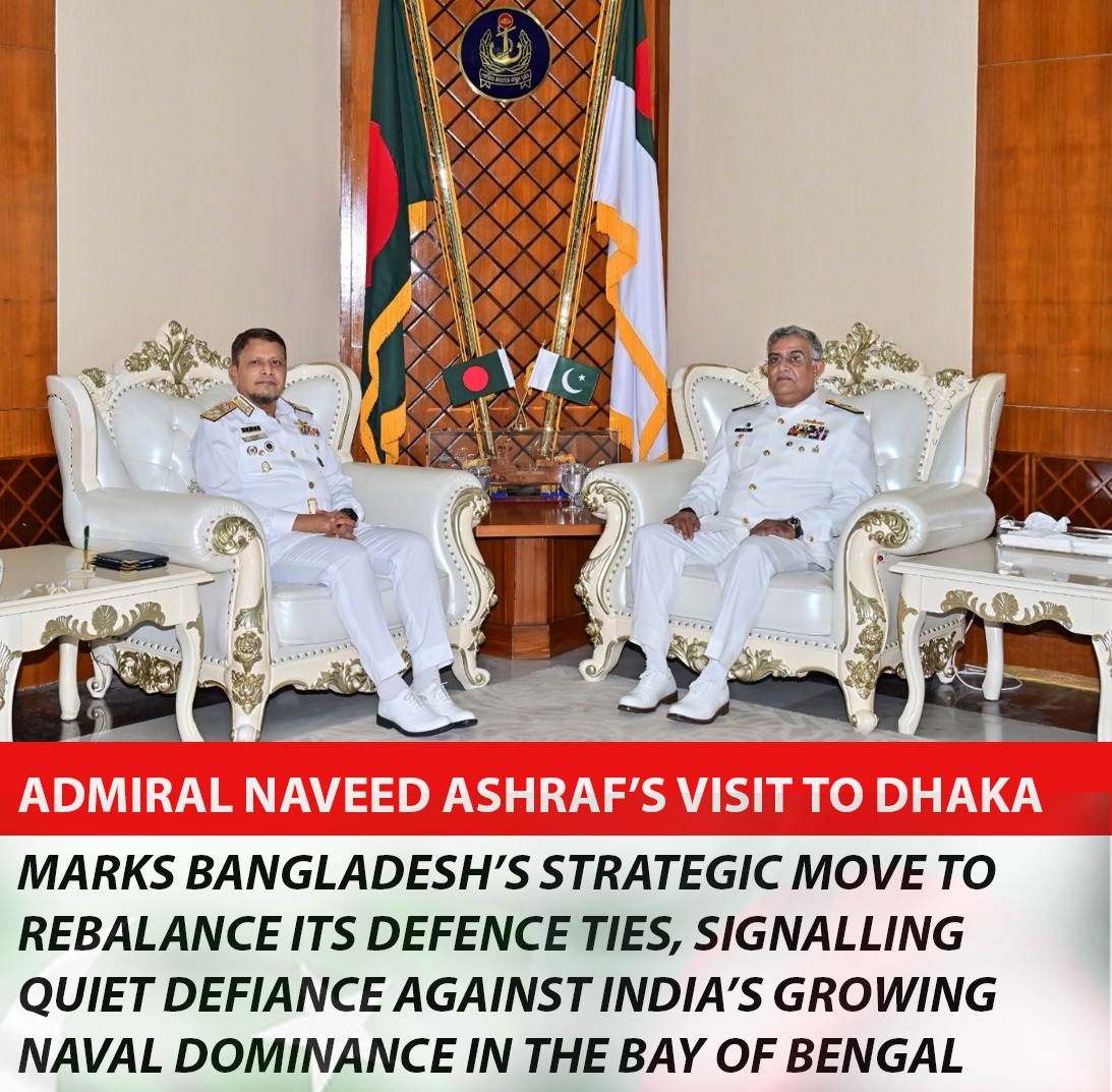 LabDiscourse's tweet image. Admiral Naveed Ashraf’s visit to Bangladesh highlights Dhaka’s resolve to strengthen maritime sovereignty amid rising Indian naval aggression in the Bay of Bengal.
#PakistanNavy #Bangladesh #MaritimeSecurity #IndianAggression #SouthAsiaPolitics