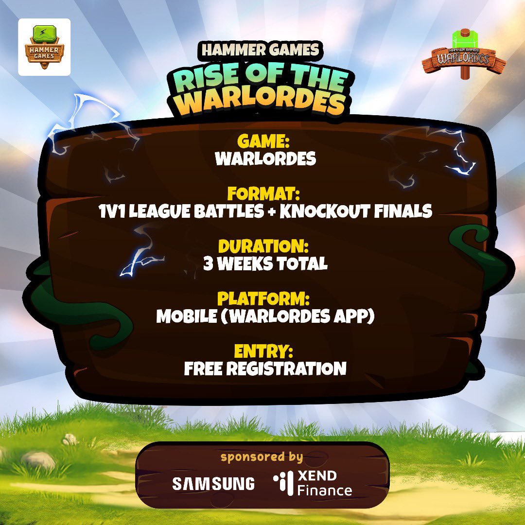 hammergameworld's tweet image. A new era of battle is here, where warriors rise, legends collide, and only the fiercest claim glory ⚔️

A ₦700,000 (cNGN) prize pool awaits the ultimate Warlordes in the “Rise of the Warlordes” tournament, kicking off soon.

Join the league of champions. Register for free on…