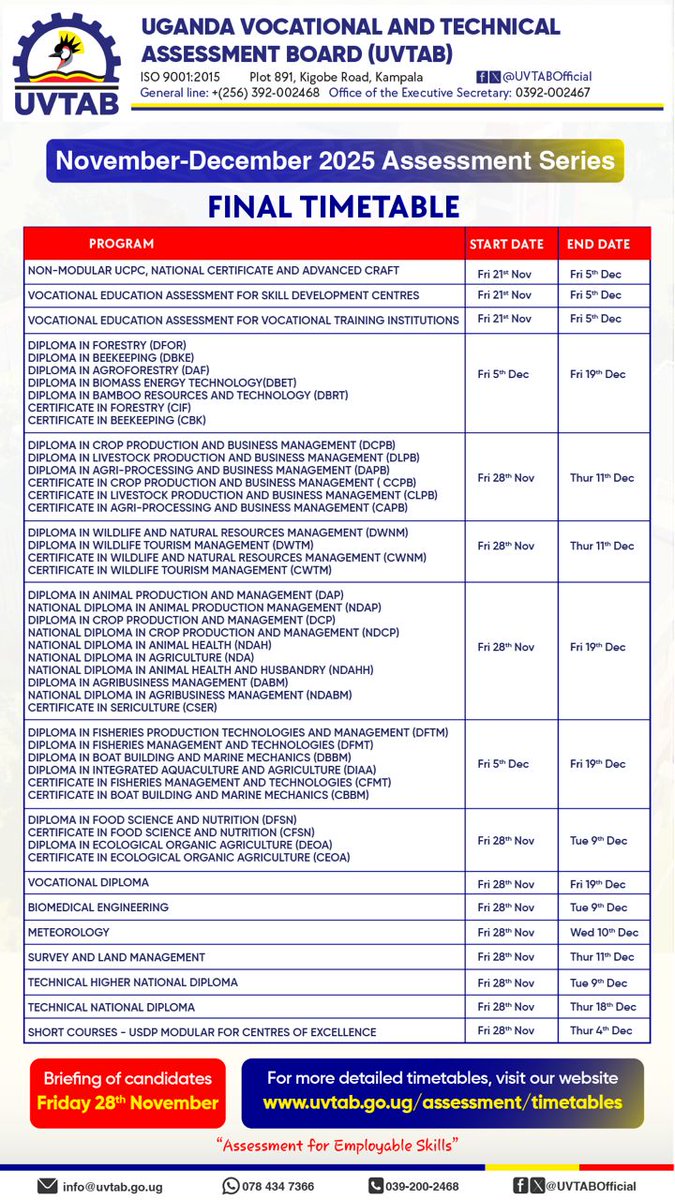 Uganda Vocational and Technical Assessment Board tweet media
