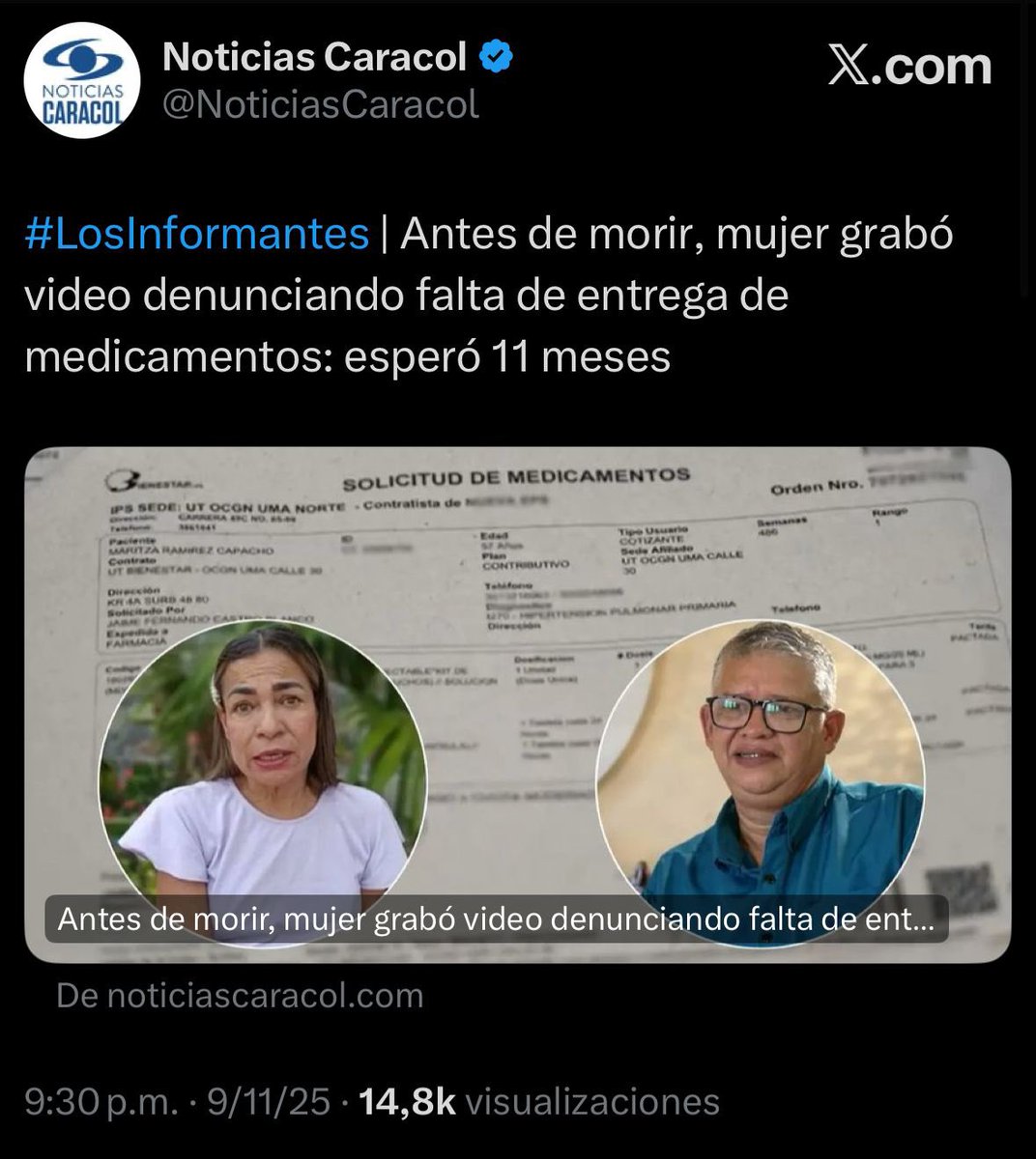 Gobierno criminal.  Son indolentes ante la tragedia de millones de colombianos que se quedaron sin sistema de salud y medicamentos.