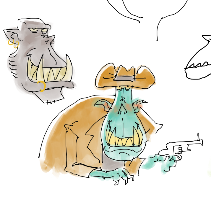 trying to emulate ink and watercolor with custom brushes