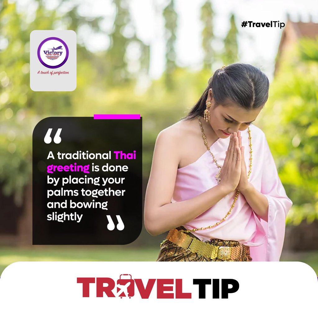 A traditional Thai greeting is done by placing your palms together and bowing slightly.
#Thailand