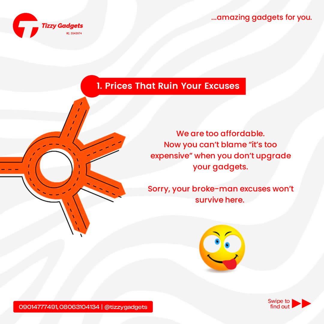 tizzydgreat_'s tweet image. Stop buying stress 😅
Buy smart. Buy from Tizzy Gadgets —
Where quality meets vibes 🔥
#TizzyGadgets #TechTok #GadgetGoals #BuySmart #qualityyoucantrust