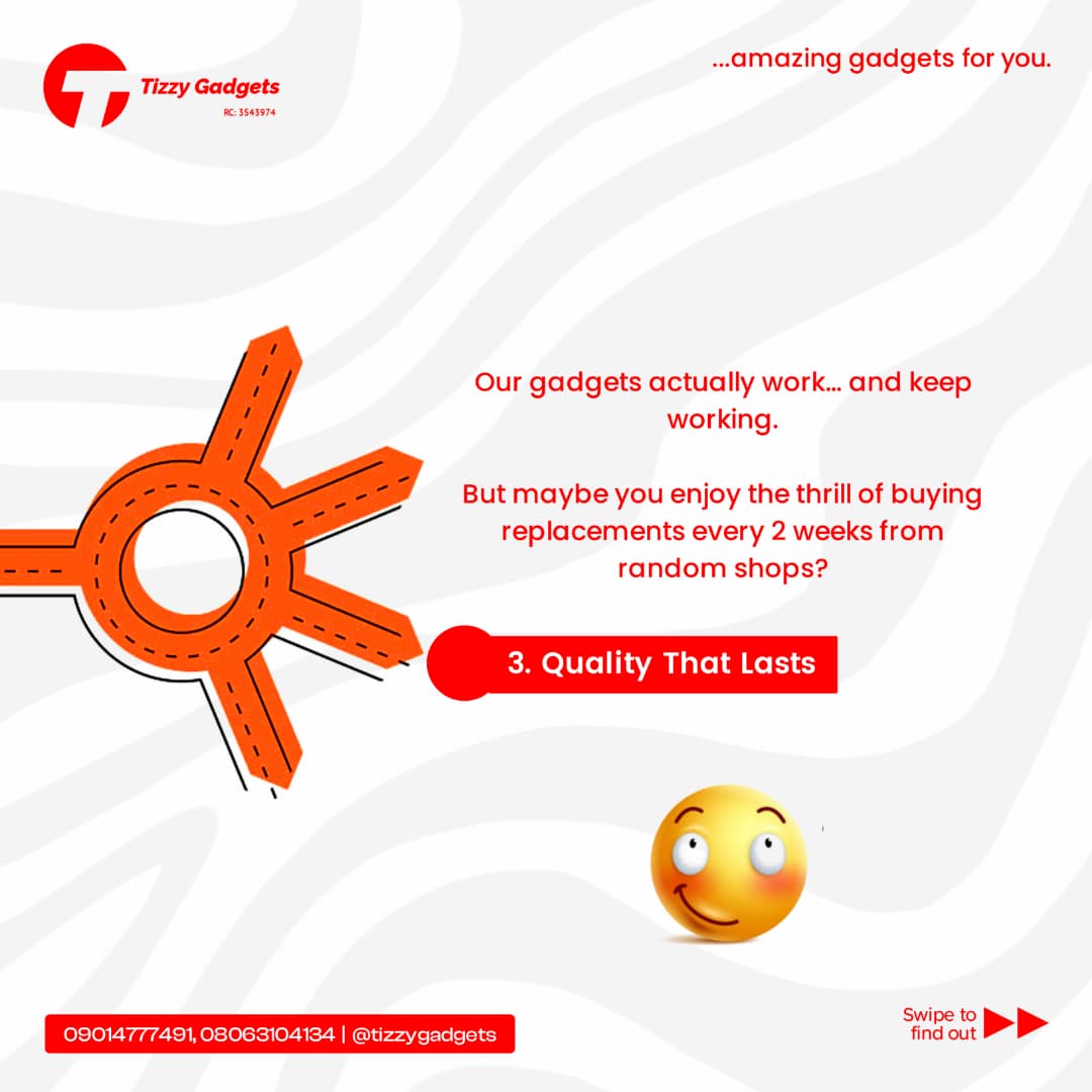 tizzydgreat_'s tweet image. Stop buying stress 😅
Buy smart. Buy from Tizzy Gadgets —
Where quality meets vibes 🔥
#TizzyGadgets #TechTok #GadgetGoals #BuySmart #qualityyoucantrust