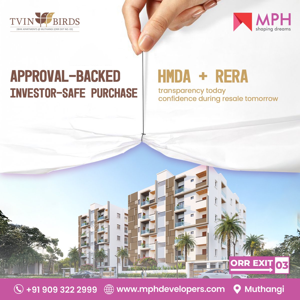 developers_mph's tweet image. Live in a well-planned, well-connected community.
HMDA &amp;amp; RERA approved by MPH Homes.

Call: +91 909 322 2999
Visit: mphdevelopers.com

#MPHHomes #HMDaApproved #RERAApproved #LegalClearHomes #TrustedBuilders #HomeInvestment #GatedCommunityLiving #QualityConstruction
