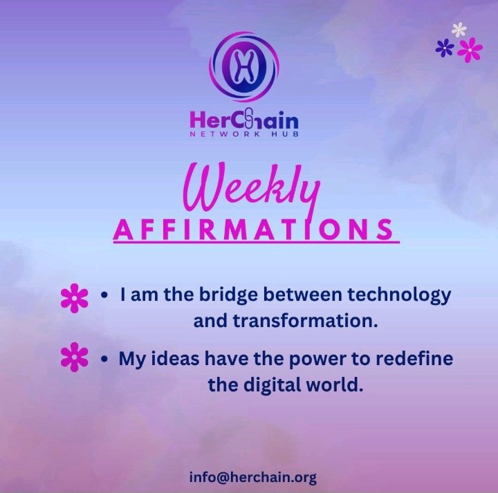 herchain's tweet photo. A new week ladies
A little reminder to start your week strong ๐
You are the bridge between technology and transformation โ and your ideas can change the digital world. ๐โจ
#HerChain #WomenInTech #MondayMotivation #TechQueens #Web3 https://t.co/vJtWl2C471
