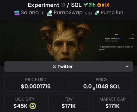 finitycoinr's tweet image. From stealth mode to full spotlight 🪙

$Experiment just surged from $24K → $171K Mcap!  The momentum is real, and early movers are already riding it.

DM me to get in before the next one takes off 

#Experiment #CryptoAlpha #NextBigMove #MomentumPlay #EarlyGains