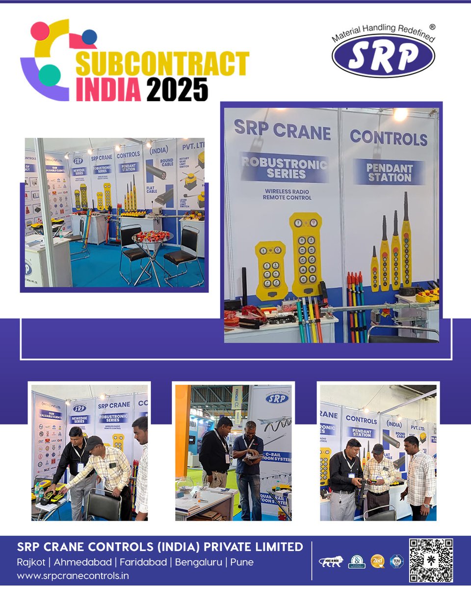 SrpPvt's tweet image. Proud to be part of #SubcontractIndia2025, showcasing our Robustronic Series and Pendant Stations – designed to make material handling smarter, safer, and more efficient.
Innovation that keeps industries moving — that’s #SRPCraneControls!