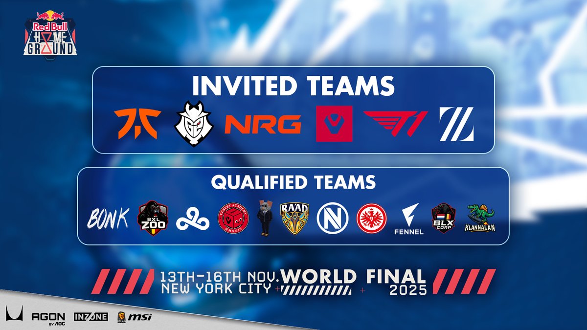 Red Bull Home Ground 2025
出場チーム発表

日本からは招待チームとしてZETA DIVISION、LCQ優勝チームとしてFENNELが参戦！

イベント詳細: redbull.com/jp-ja/events/r…

#RedBullHomeGround 
#VALORANT