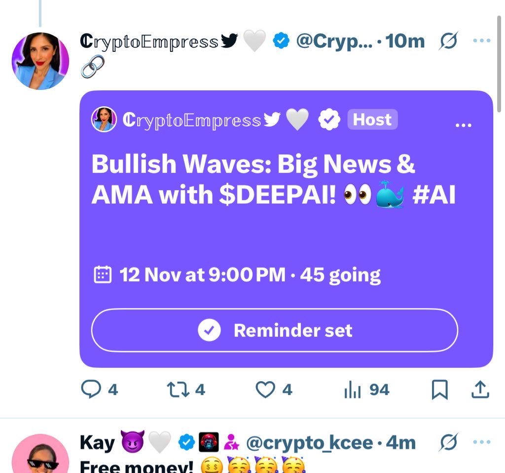 saaduabbahmusa's tweet image. Locked in and loaded for the $DEEPAI AMA! 💎🚀 Following, tagging, and ready to bag that $50 — let’s build and earn together! 🧠🔥 #DeepAI #Web3Community

@iampt003 

@PT003_backup 

@Suka807