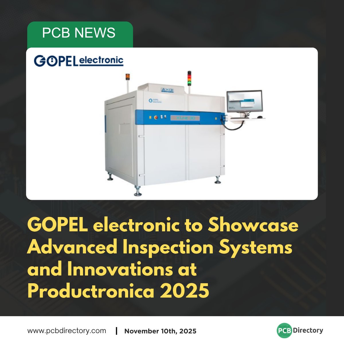 PCB_Directory's tweet image. GOPEL electronic unveils its latest AOI, AXI, and JTAG innovations for smarter, faster, and more accurate electronics manufacturing at Productronica 2025. 

Read more: ow.ly/87h250Xp9Lr

#printedcircuit #news #industry #electronics #manufacturing #Productronica2025