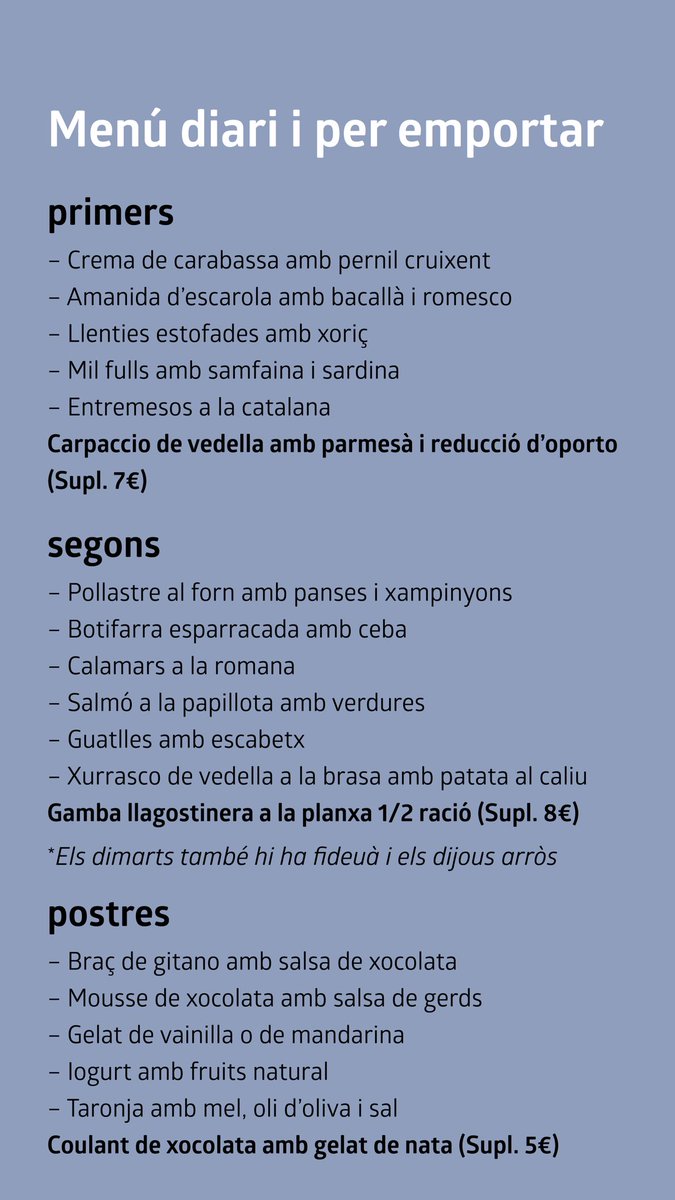 mesborestaurant's tweet photo. El menú d’aquesta setmana 😋
(10-11-25 a 14-11-25) https://t.co/x6QwtQAR2a