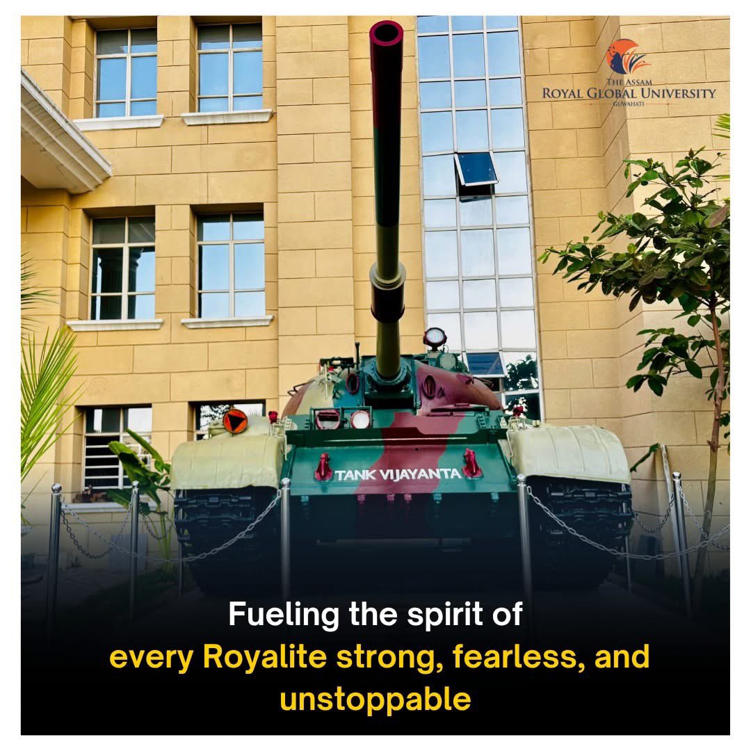 RoyalGlobal_Uni's tweet image. A campus that inspires strength not just in books, but in spirit.

The tank at RGU is more than a monument; it’s a reminder to every student to move forward with courage 

#RGUPride #CampusSpirit #StrengthInLearning #CourageToGrow #RoyalSpirit #InspiringCampus #RGUStories