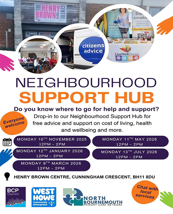 bcp_homes's tweet image. Free advice and support drop-in sessions with local services at the Henry Brown Centre, Bournemouth BH11 8DU. 🛒🧠🏡🤝

No need to book!

#WestHoweCommunityEnterprises #FreeSupport #CommunityHelp