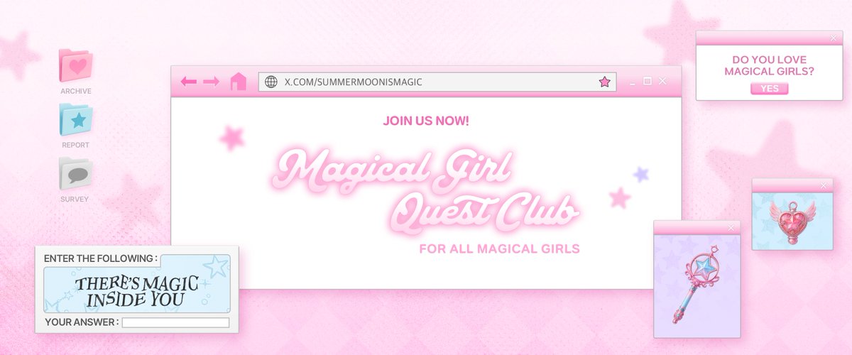 [Magical Girl Quest Club] OPEN!

Magical Girl Quest Club is a community
to share the stories of every Magical Girl in the world
who knows how to love themselves and others. ଘ━☆ﾟ.*･｡ﾟ

Everyone with interest is welcome! ✩°｡⋆⸜( · ̫ ·)₊

#MagicalGirl #QUPRIDS
