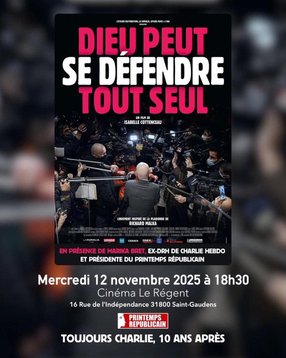 Nous vous attendons nombreux à la projection exceptionnelle du film documentaire d’Isabelle Cottenceau « Dieu peut se défendre tout seul » suivie d’une rencontre avec notre présidente Marika Bret (<a href="/BretMarika57044/">Bret Marika</a>) : de la mémoire au combat.

Ce mercredi 12 novembre à 18 h 30 au