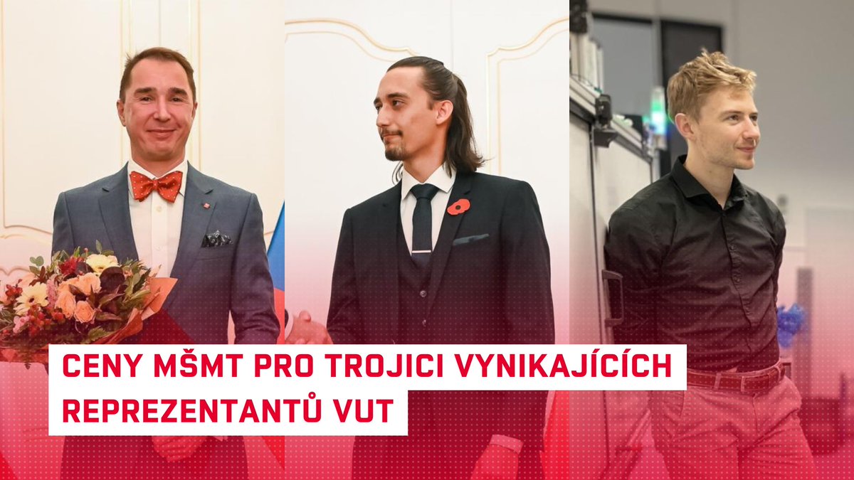 🎖️ Na každoročním udílení Cen MŠMT Mikuláš Bek ocenil také tři zástupci VUT – Jiřího Jaroše z FIT a také Jana Klímu a Ondřeje Wojewodu z FSI a CEITEC VUT. Gratulujeme! 
vut.cz/vut/f19528/d30…