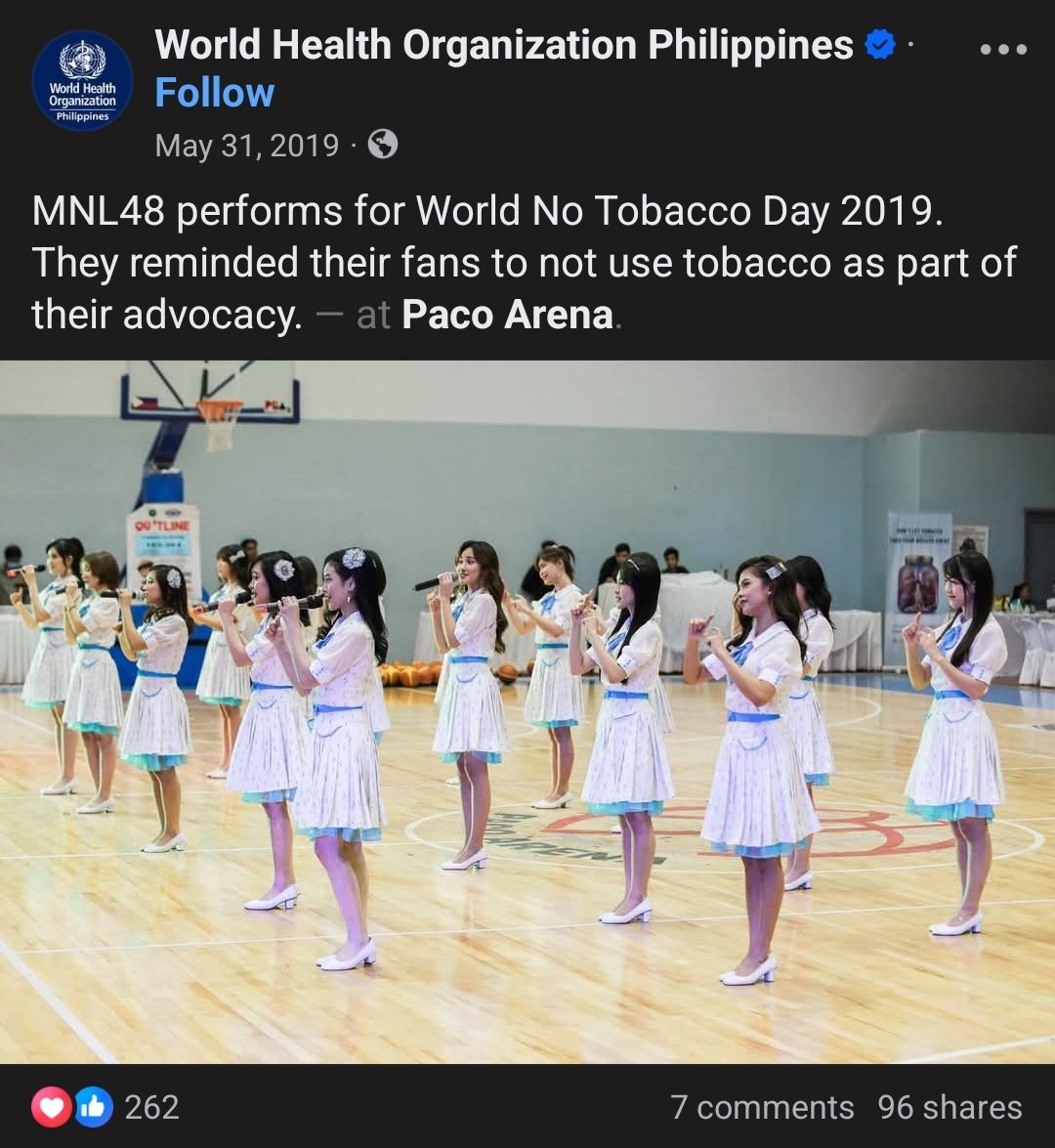 Mind you, they collaborated with World Health Organization too

#MNL48 <a href="/mnl48official/">MNL48</a>