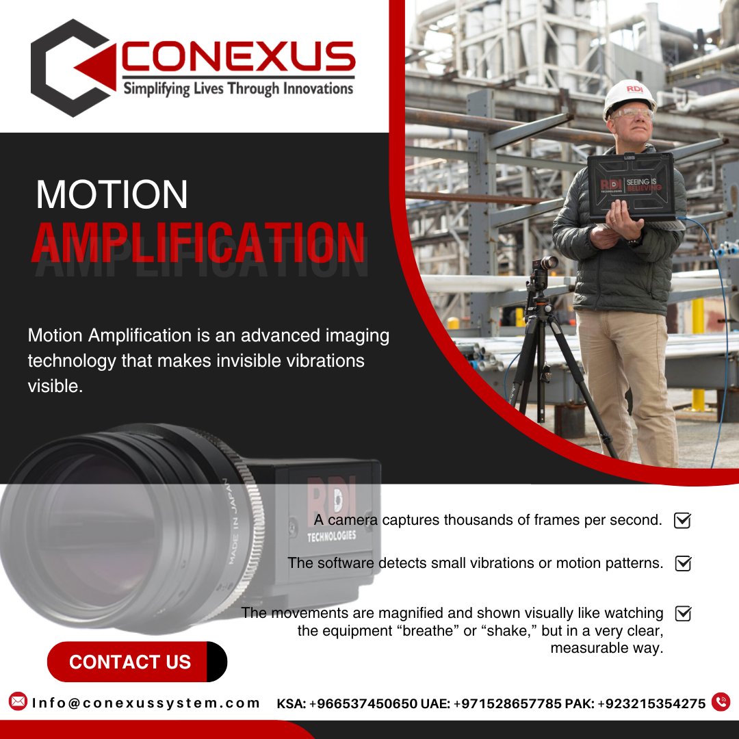 ConexusE's tweet image. #MAMonday #VibrationAnalysis #ConditionMonitoring #Inspection #CBM #Conexus #TestandMeasurement #APM #Technologies #RDI #RDITechnologies #MOTIONAMPLIFICATION #Safety #MotionAmplification #Technology #MA #IrisM #IrisMX #IrisCM #IrisExplorer #Reliabiltey #PredctiveMaintenance