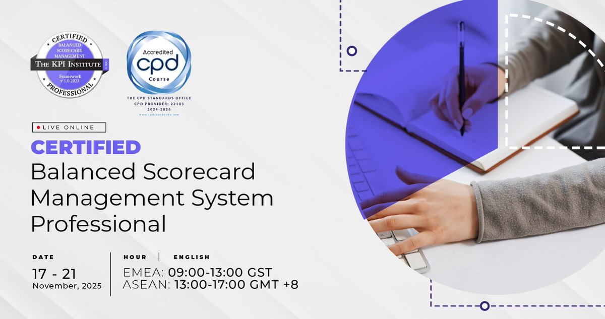 smartKPIs's tweet image. 🚨 One final week to join our next #Certified #BalancedScorecard Management System Professional Live Online Course! 🚨

👉 Learn how to keep your financials, customers, internal processes, and learning &amp;amp; growth in perspective: bit.ly/4qOijZO

#TheKPIInstitute #TKI