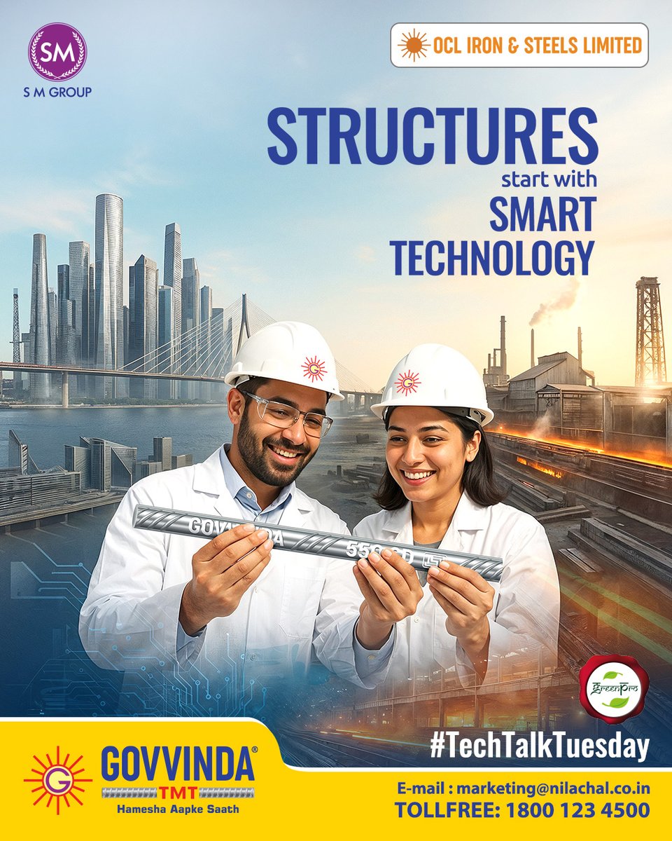 GovvindaTMT's tweet image. Structures that stand tall begin with technology built to last.
Govinda TMT—engineered for stronger foundations and smarter futures.
#TechTalkTuesday #GovvindaTMT #SmartStrength #BuildingTheFuture #hameshaapkesath #OCLIronAndSteels #UnbreakableBond #StrongConnections #tmt