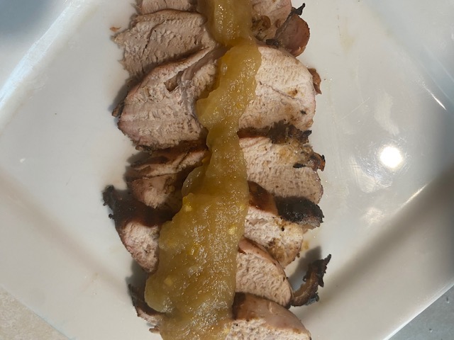 v224info's tweet image. First time smoking pork tenderloin how did I do? 
Served with a scotch bonnet, onion and apple sauce.
#grilling #smoke #pork