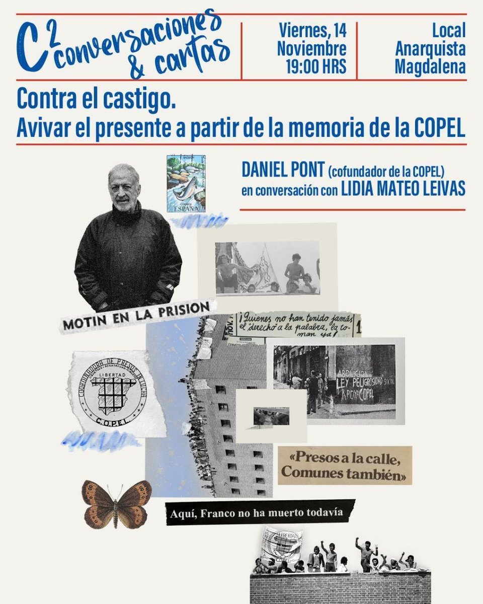 ⬛️🟥Este miércoles (12 Nov., a las 19h) se realizará en nuestra sede la presentación del libro "Entre el azar y la necesidad. Historia de una vida", a cargo de su autor Daniel Pont Martín, cofundador de la COPEL. También puedes verle en el Local Anarquista Magdalena este viernes.