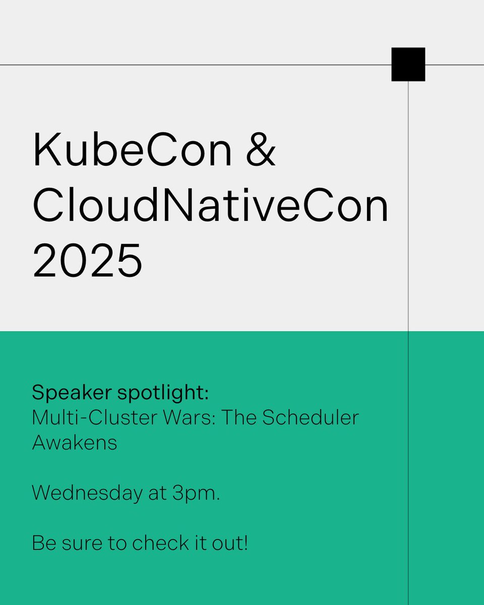 ☁️ #KubeCon 2025! ☁️

Find us at our booth on Wednesday, 2-5 pm to talk open source distributed systems &amp; collaboration.

At 3pm, our engineers present “Multi-Cluster Wars: The Scheduler Awakens.”

Join our networking event later that day: eu1.hubs.ly/H0pvB5h0

#GResearch
