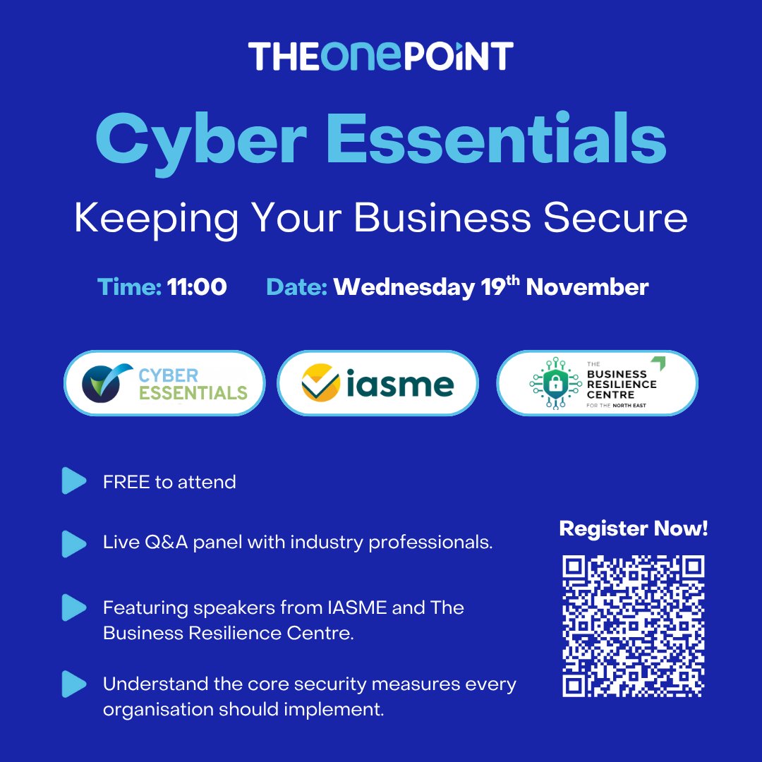 NEBRCentre's tweet image. 🚨 Exciting news! 🚨

We’re thrilled to announce that we’ll be speaking at The One Point webinar alongside our friends from IASME on keeping businesses secure with Cyber Essentials! 🛡

🔗 Register here: events.teams.microsoft.com/event/fcfa6381…

#CyberSecurity #CyberEssentials #BusinessSecurity
