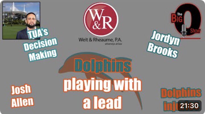In our postgame show insider @DavidFuornes_ discusses #PhinsUp 30-13 ass kicking of the Bills in our WRFlaLaw.com Miami Dolphins report.

🐬 #FinsLoyalty🐬 #NFL🐬 #NFLTwitter 🐬 #NFLNews🐬 #Dolphins🐬 #TUA🐬 #GoFins🐬 #BUFvsMIA🐬

Watch: youtu.be/XxA3bal41Rc?si…