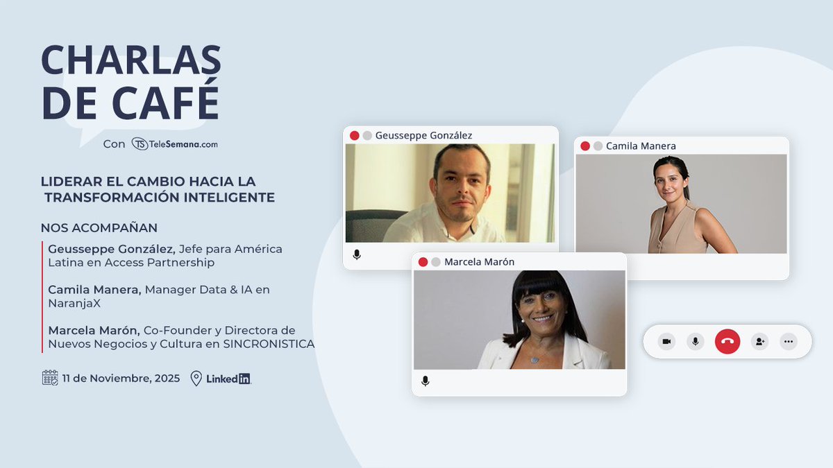☕ ¡PENÚLTIMA cita del año #CharlasDeCafé!
Tras años de hablar de transformación digital, damos el salto hacia la transformación inteligente🧠.
¡Súmate!🔗:linkedin.com/events/liderar…
<a href="/GeuseppeGC/">Geusseppe González</a> <a href="/AccessAlerts/">Access Partnership</a>, Camila Manera <a href="/NaranjaX/">Naranja X</a> , <a href="/MarcelaMaron/">Marcela Maron</a> <a href="/acatalano/">Andrea Catalano</a> #telecomunicaciones