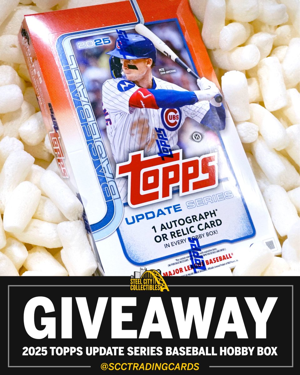 SCCTradingCards's tweet image. 🚨 GIVEAWAY 🚨

We&apos;re giving away a 2025 Topps Update Series Baseball Hobby Box!

Click here to enter to win 👉 scc.shopping/3LuuzhP

No purchase necessary. Contest ends November 12, 2025, 11:59PM.