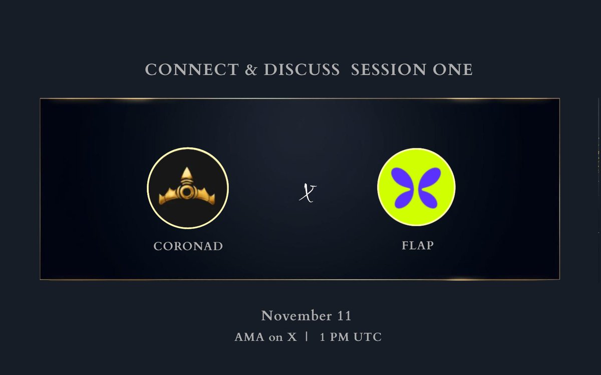 Announcing our first "Connect &amp; Discuss " session.We are pleased to host an AMA on X with our partner, <a href="/flapdotsh/">Flap 🦋</a> .

🗓️Mark your calendar for November 11, 1 PM UTC.
⏲️SET a reminder  for space here : x.com/i/spaces/1vOxw…

As a thank you to our community, we will be rewarding