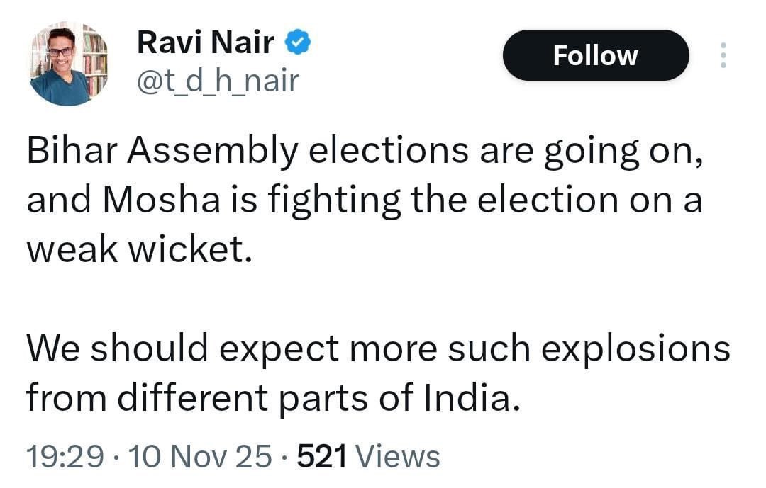 faizannriaz's tweet photo. Indians should expect more “mysterious” blasts, the Modi’s false-flag playbook always returns at election time.

#Delhi #Redfort https://t.co/7Bhc9i8om0