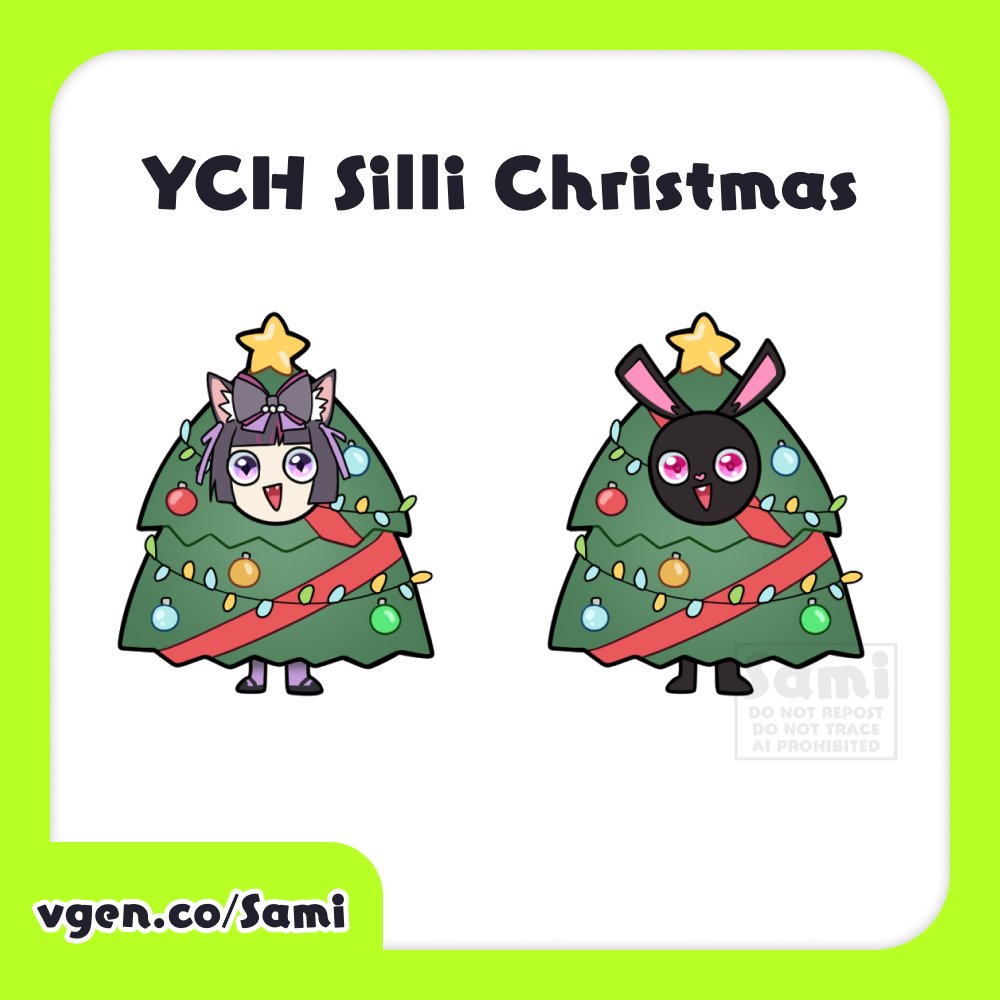 SamiiSqueak's tweet image. ❗️JOLLY NEW #VGenComm Open till 28th Nov⭐️
- YCH Silli Christmas
 - All emotes will be delivered before December!

Order on my Vgen: vgen.co/Sami