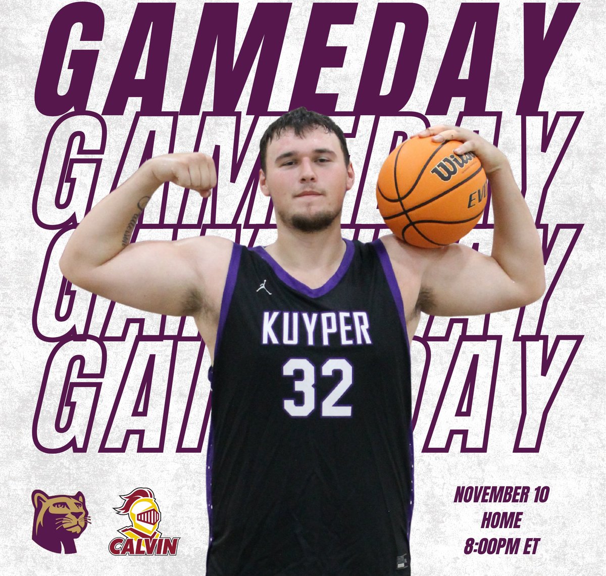 GAMEDAY AT HOME for JV - Purple!

🆚 Calvin University
📍 Boonstra Gymnasium
⏰ 8:00pm ET
📺 youtube.com/@KuyperCollege…

#GoCougars