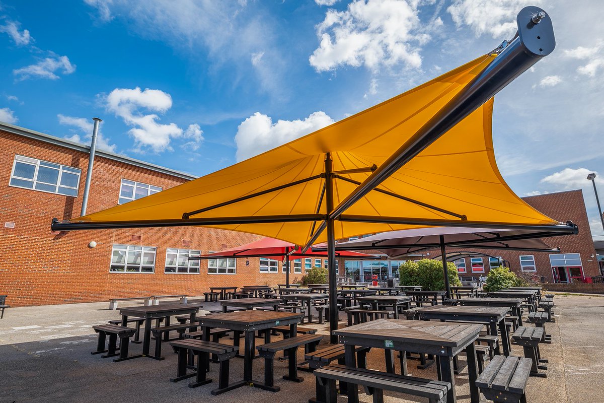 Bright, bold and built to last!

Three Maxima Umbrella® canopies are adding colour and all-weather shelter to Ormiston Venture Academy’s outdoor space in Great Yarmouth. Find out more: shorturl.at/Vtpev