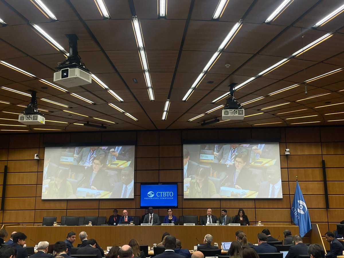 Amb. Lepre @ #CTBTO 65th PrepCom reaffirmed 🇮🇹 commitment to Treaty's universalization &amp; entry into force, importance of upholding moratorium on #nucleartest explosions, crucial role of International Monitoring System, capacity building &amp; women empowerment.