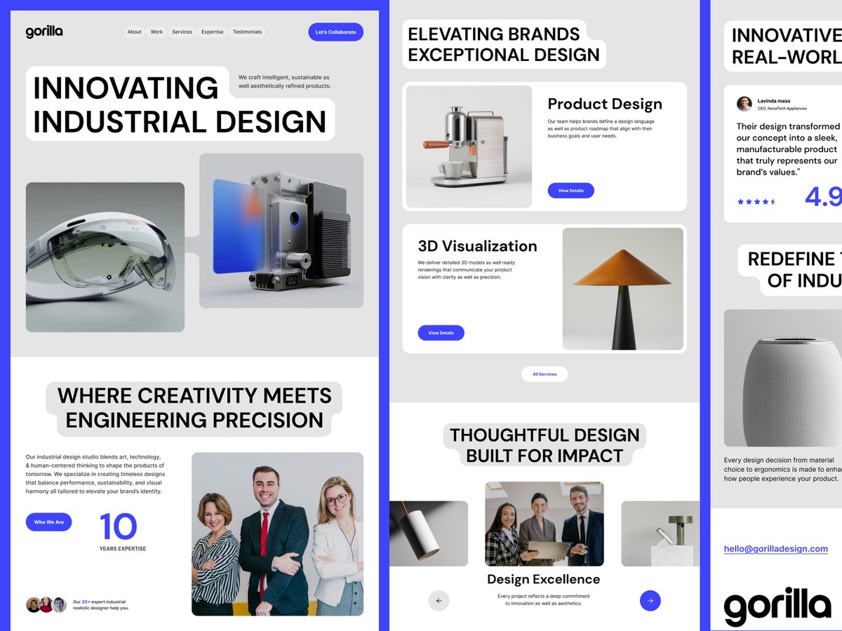 jabelahmedbappy's tweet image. Industrial Design Agency - web design - landing page